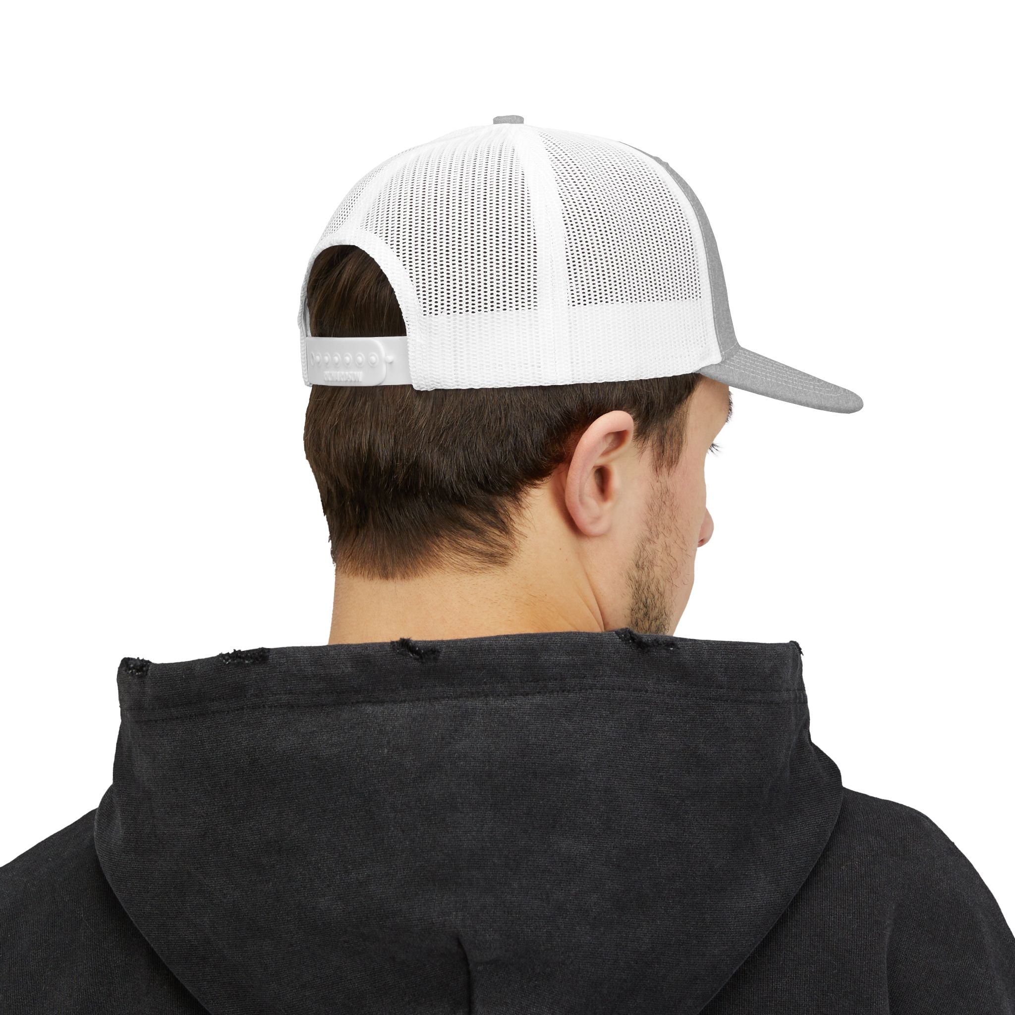 PS Shield Snapback Trucker Cap — Embroidered Logo Mesh Baseball Hat