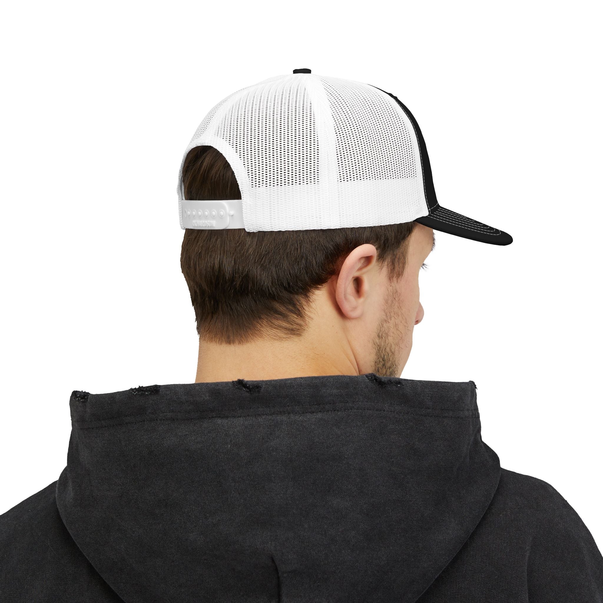 PS Shield Snapback Trucker Cap — Embroidered Logo Mesh Baseball Hat